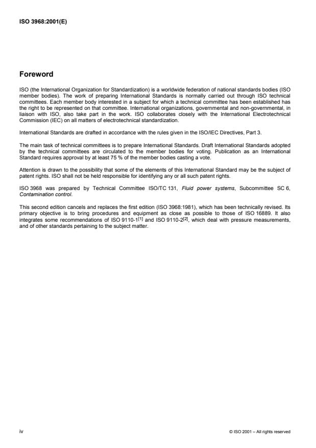 ISO 3968:2001 ISO 3968:2001 - Hydraulic fluid power -- Filters -- Evaluation of differential pressure versus flow characteristics - Page 4 preview