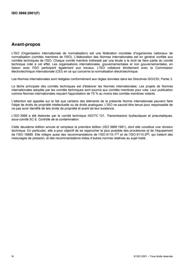 ISO 3968:2001 ISO 3968:2001 - Transmissions hydrauliques -- Filtres -- Évaluation de la perte de charge en fonction du débit - Page 4 preview