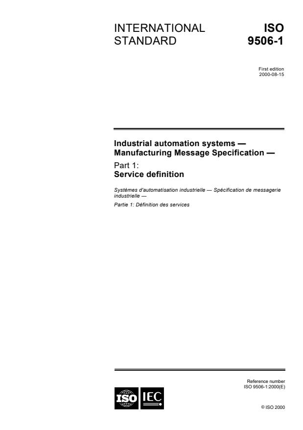 ISO 9506-1:2000 - Industrial automation systems -- Manufacturing Message Specification