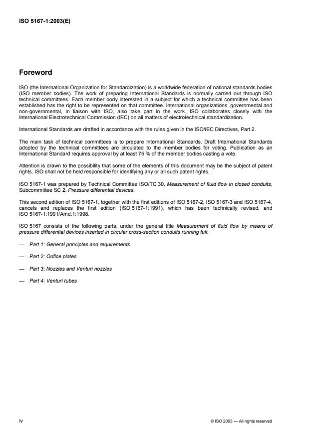 ISO 5167-1:2003 ISO 5167-1:2003 - Measurement of fluid flow by means of pressure differential devices inserted in circular cross-section conduits running full - Page 4 preview