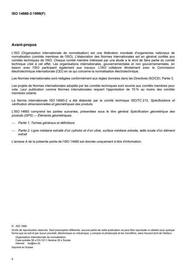 ISO 14660-2:1999 ISO 14660-2:1999 - Spécification géométrique des produits (GPS) -- Éléments géométriques - Page 2 preview