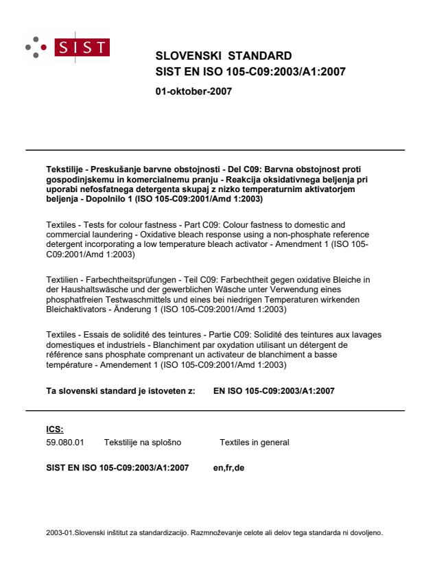 EN ISO 105-C09:2003/A1:2007