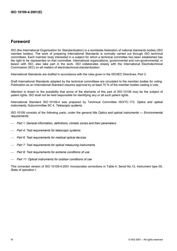 ISO 10109-4:2001 ISO 10109-4:2001 - Optics and optical instruments -- Environmental requirements - Page 4 preview