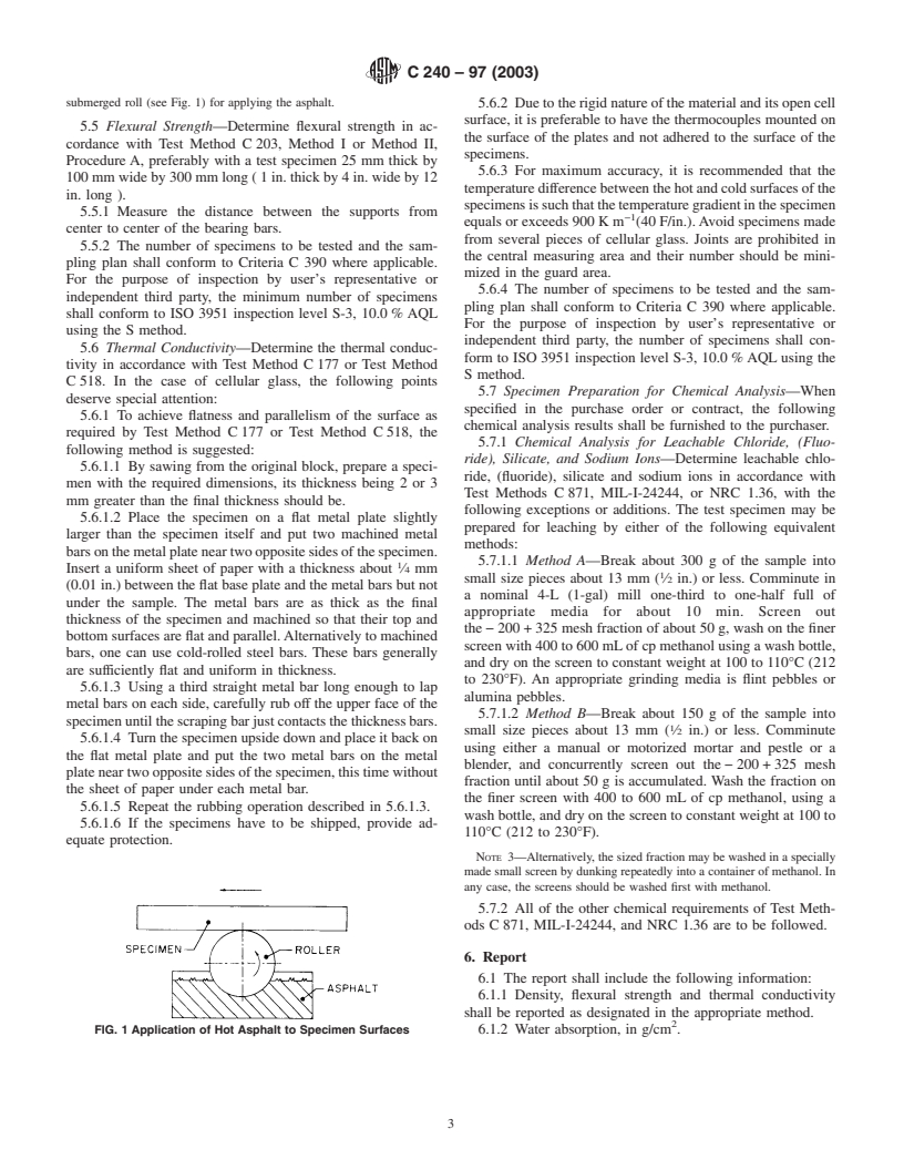 ASTM C240-97(2003) - Standard Test Methods of Testing Cellular Glass Insulation Block