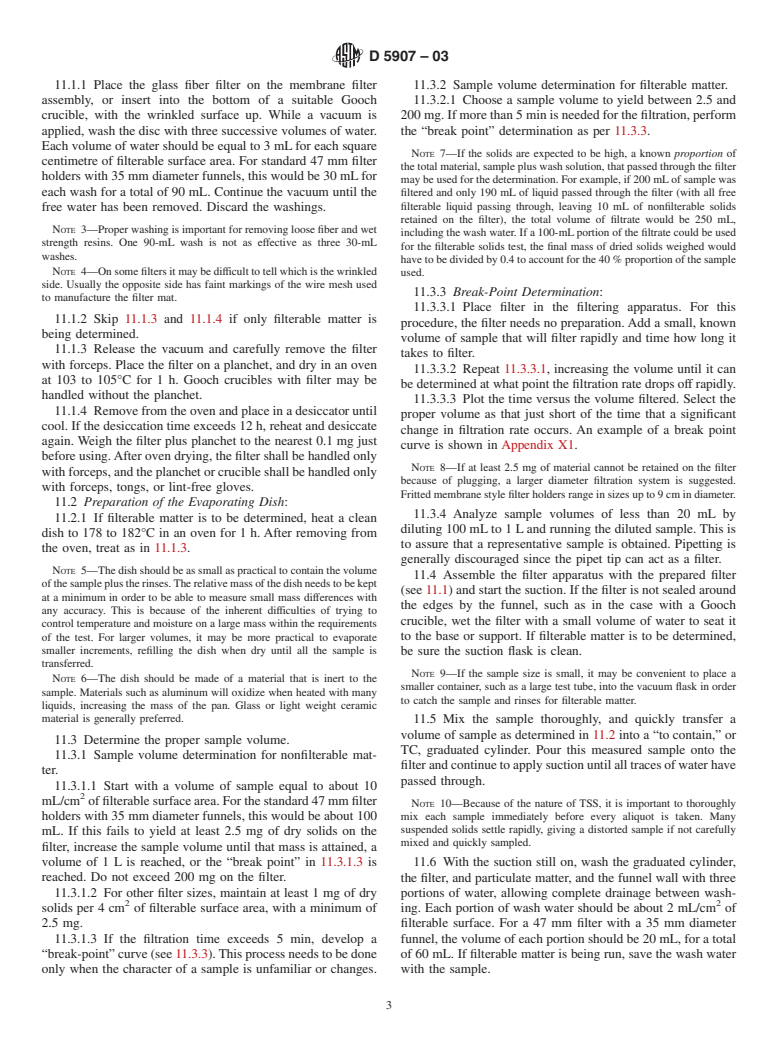 ASTM D5907-03 - Standard Test Method for Filterable and Nonfilterable Matter in Water