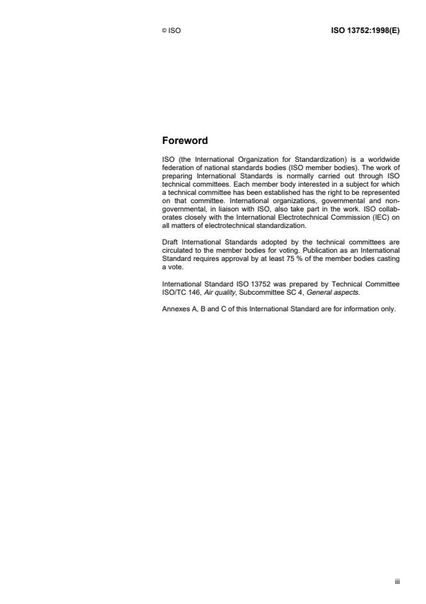 ISO 13752:1998 - Air quality -- Assessment of  uncertainty of a measurement method under field conditions using a second method as  reference