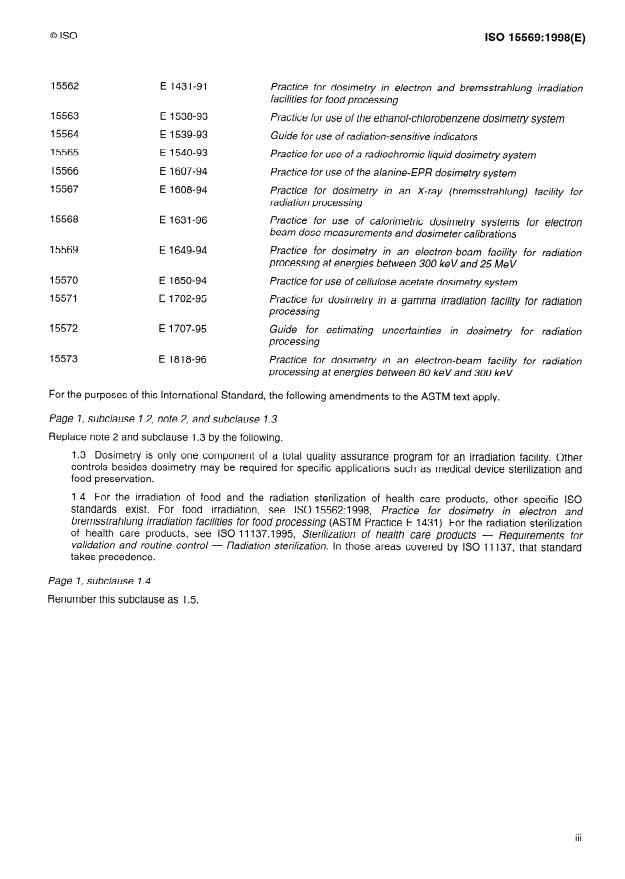 ISO 15569:1998 - Practice for dosimetry in an electron-beam facility for radiation processing at energies between 300 keV and 25 MeV