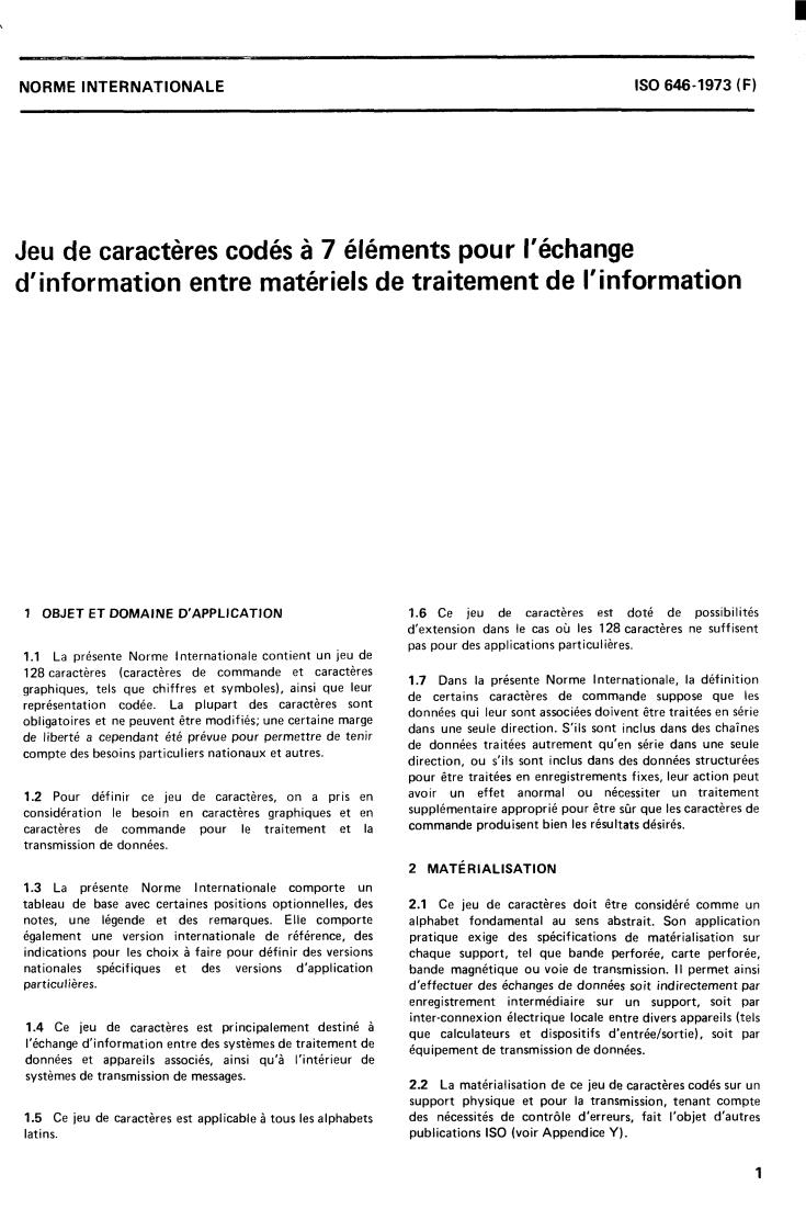 ISO 646:1973 - Title missing - Legacy paper document
Released:1/1/1973