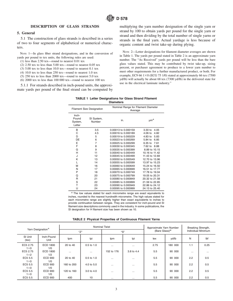 ASTM D578-00 - Standard Specification for Glass Fiber Strands