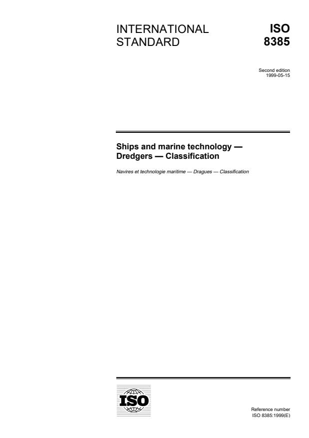 ISO 8385:1999 - Ships and marine technology -- Dredgers -- Classification
