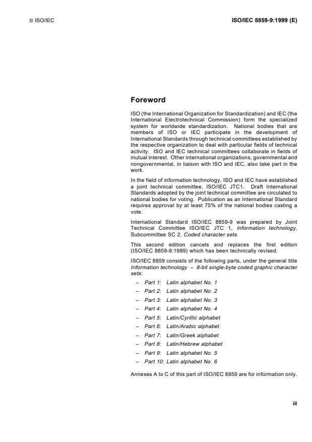 ISO/IEC 8859-9:1999 - Information technology -- 8-bit single-byte coded graphic character sets