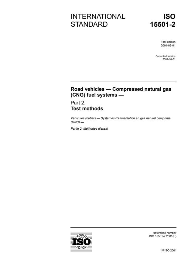 ISO 15501-2:2001 - Road vehicles -- Compressed natural gas (CNG) fuel systems