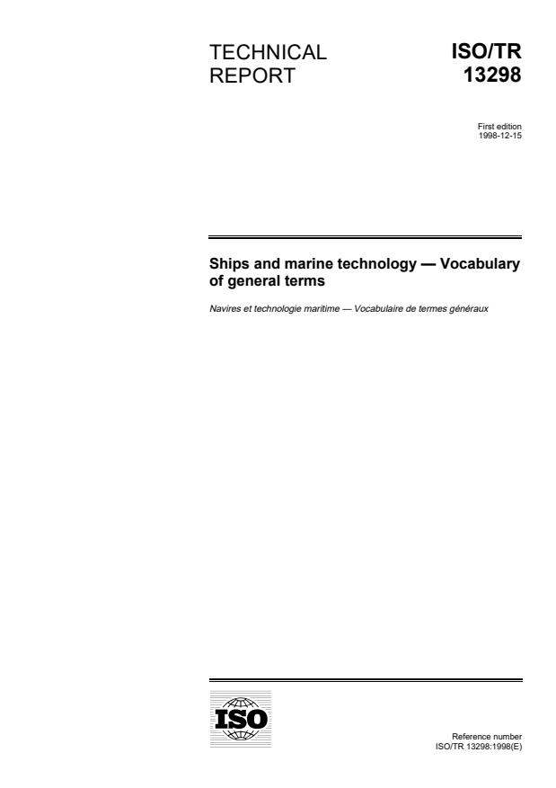 ISO/TR 13298:1998 - Ships and marine technology -- Vocabulary of general terms
