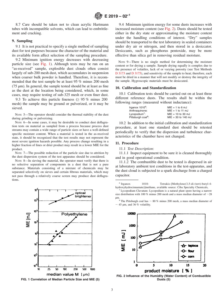 ASTM E2019-02e1 - Standard Test Method for Minimum Ignition Energy of a Dust Cloud in Air