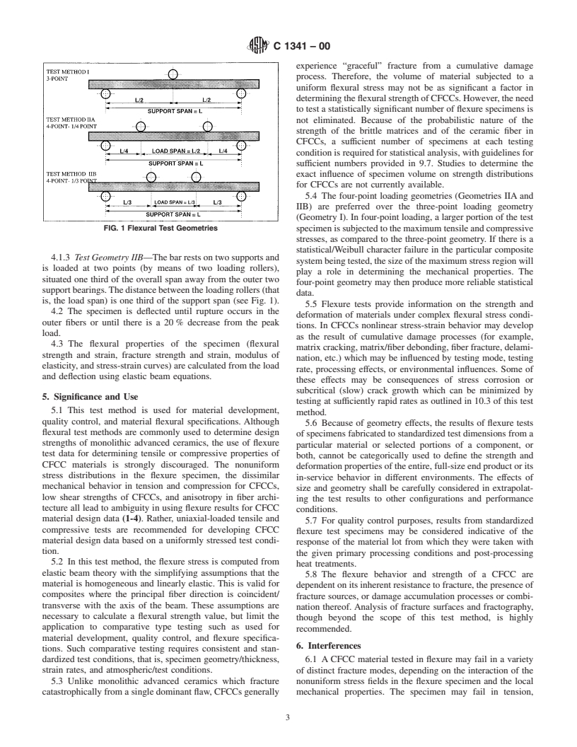 ASTM C1341-00 - Standard Test Method for Flexural Properties of Continuous Fiber-Reinforced Advanced Ceramic Composites