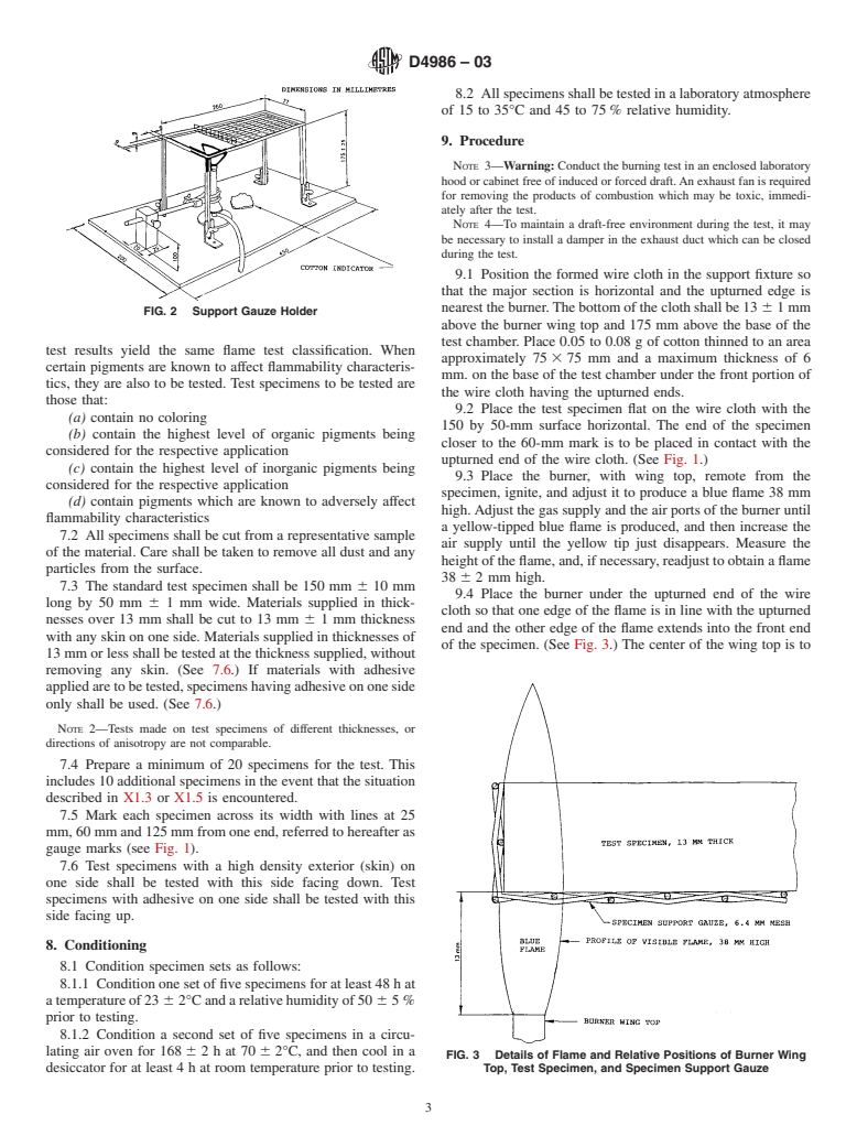 ASTM D4986-03 - Standard Test Method for Horizontal Burning Characteristics of Cellular Polymeric Materials