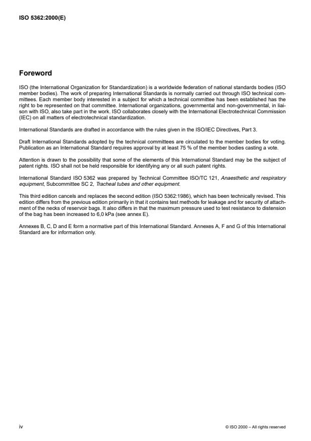 ISO 5362:2000 ISO 5362:2000 - Anaesthetic reservoir bags - Page 4 preview