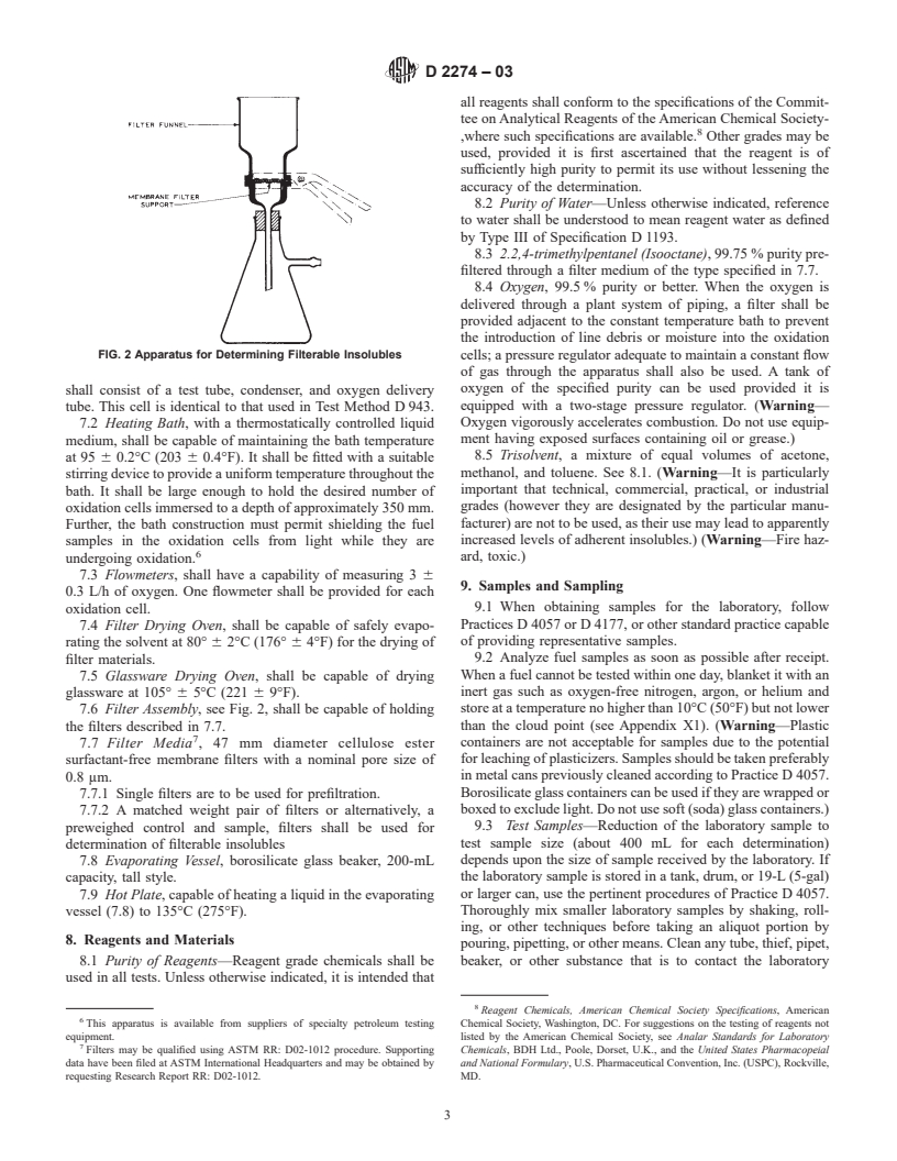 ASTM D2274-03 - Standard Test Method for Oxidation Stability of Distillate Fuel Oil (Accelerated Method)