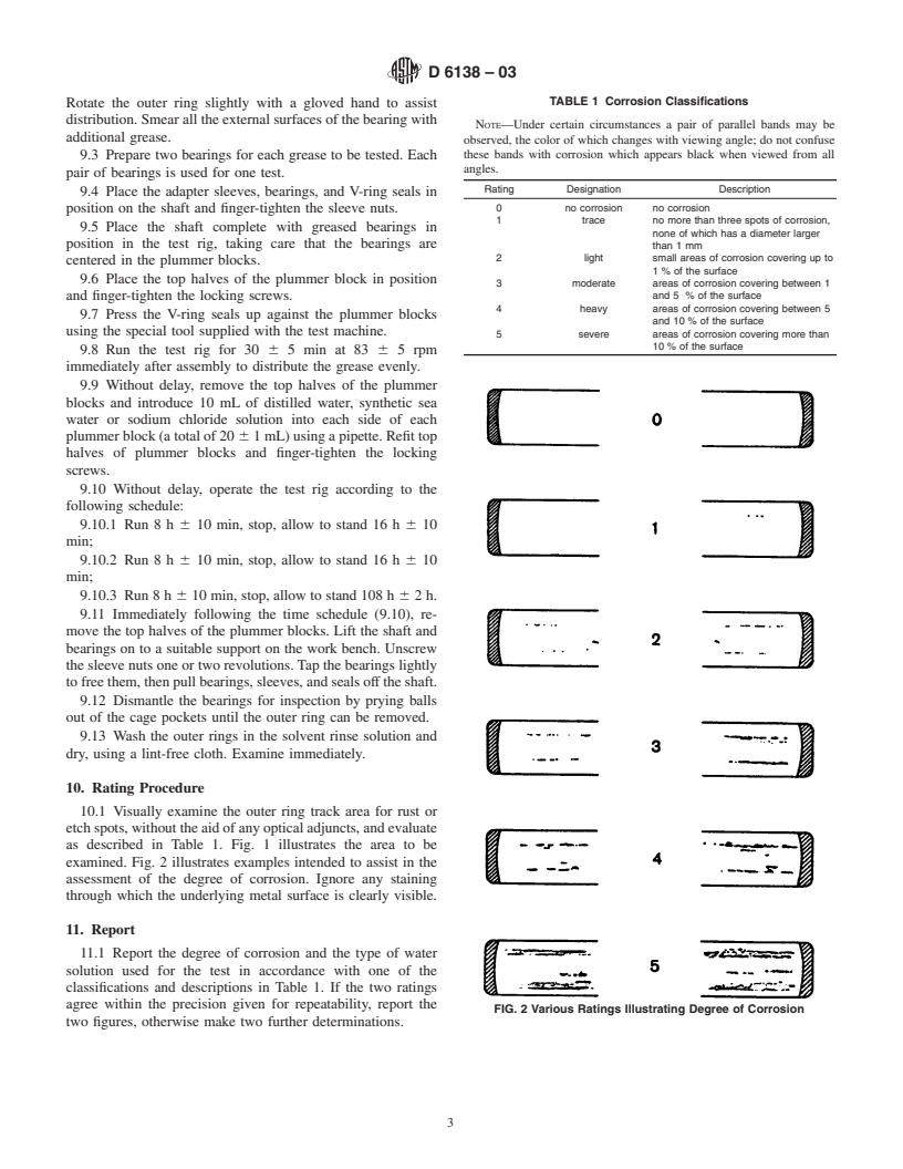 ASTM D6138-03 - Standard Test Method for Determination of Corrosion-Preventive Properties of Lubricating Greases Under Dynamic Wet Conditions (Emcor Test)