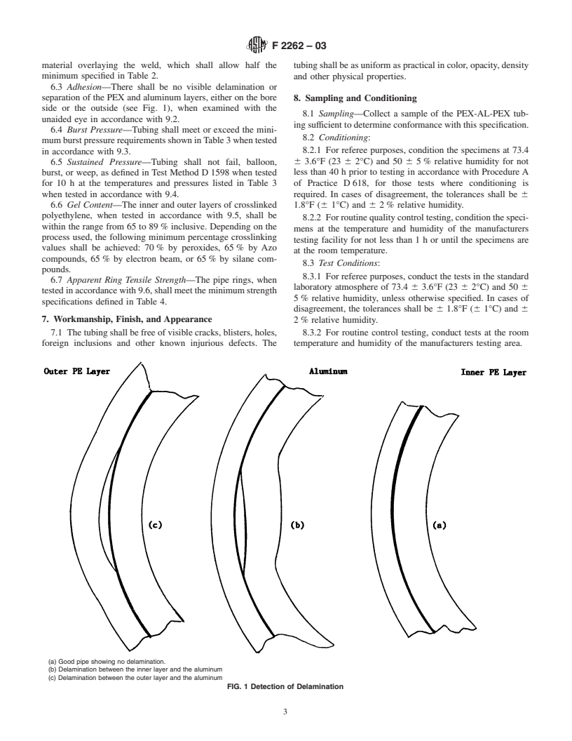 ASTM F2262-03 - Standard Specification for Crosslinked Polyethylene/Aluminum/Crosslinked Polyethylene Tubing OD Controlled SDR9