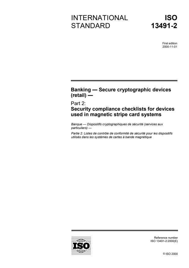 ISO 13491-2:2000 - Banking -- Secure cryptographic devices (retail)