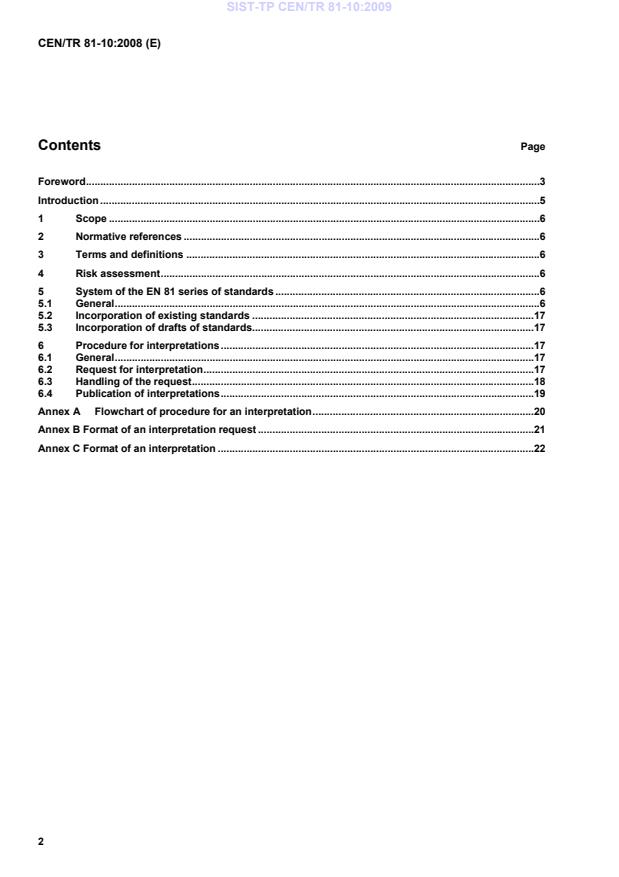 CEN/TR 81-10:2008 TP CEN/TR 81-10:2009 - Page 4 preview