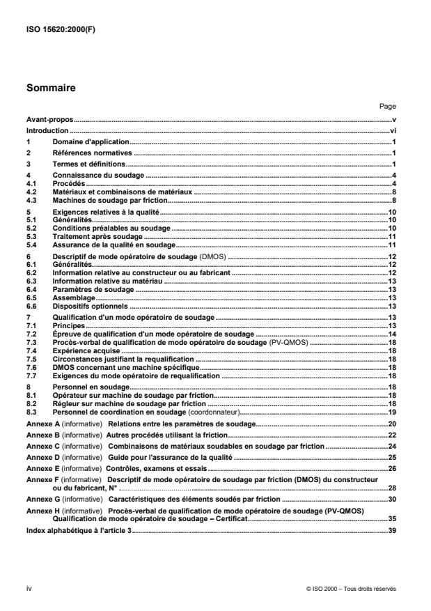 ISO 15620:2000 ISO 15620:2000 - Soudage -- Soudage par friction des matériaux métalliques - Page 4 preview