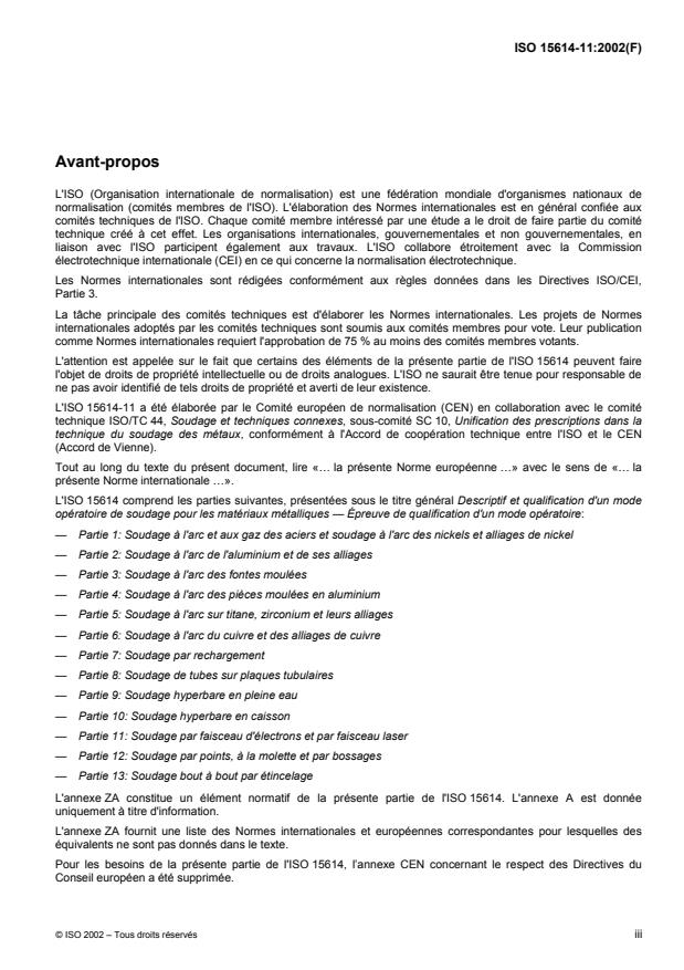 ISO 15614-11:2002 - Descriptif et qualification d'un mode opératoire de soudage pour les matériaux métalliques -- Épreuve de qualification d'un mode opératoire