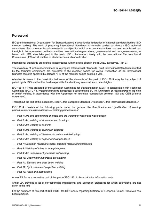 ISO 15614-11:2002 - Specification and qualification of welding procedures for metallic materials -- Welding procedure test