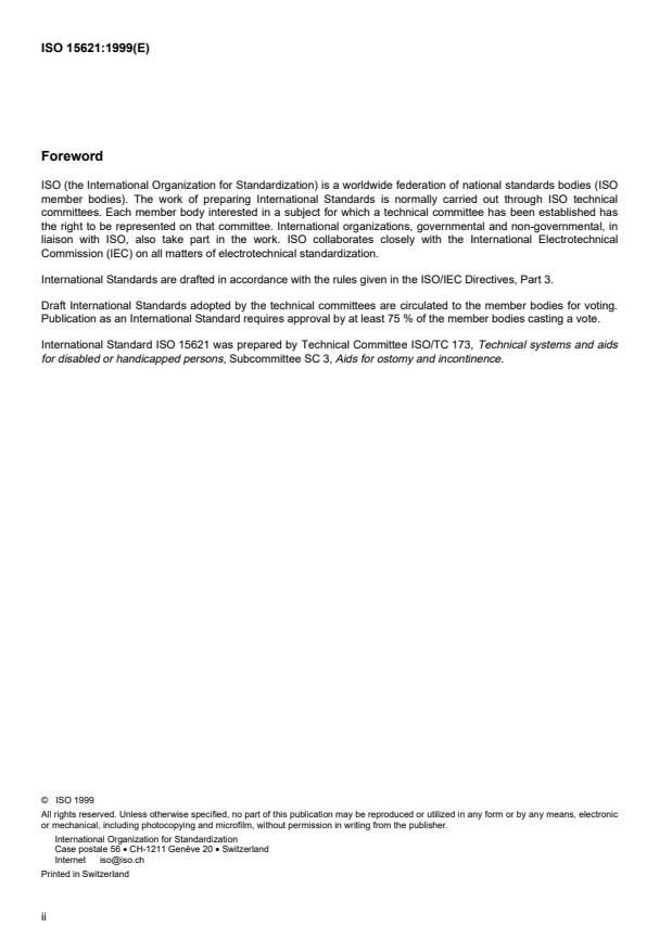 ISO 15621:1999 ISO 15621:1999 - Urine-absorbing aids -- General guidance on evaluation - Page 2 preview