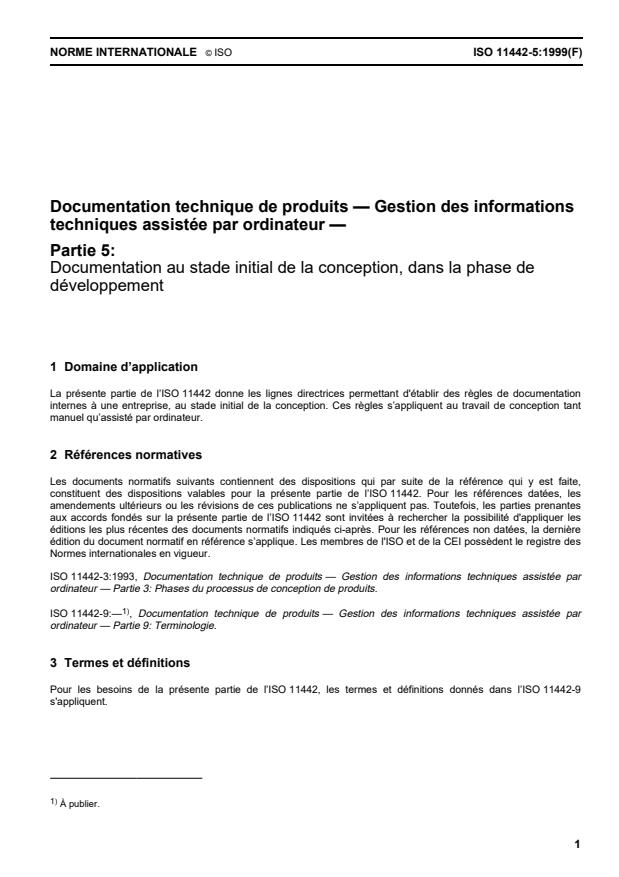 ISO 11442-5:1999 - Documentation technique de produits -- Gestion des informations techniques assistée par ordinateur
