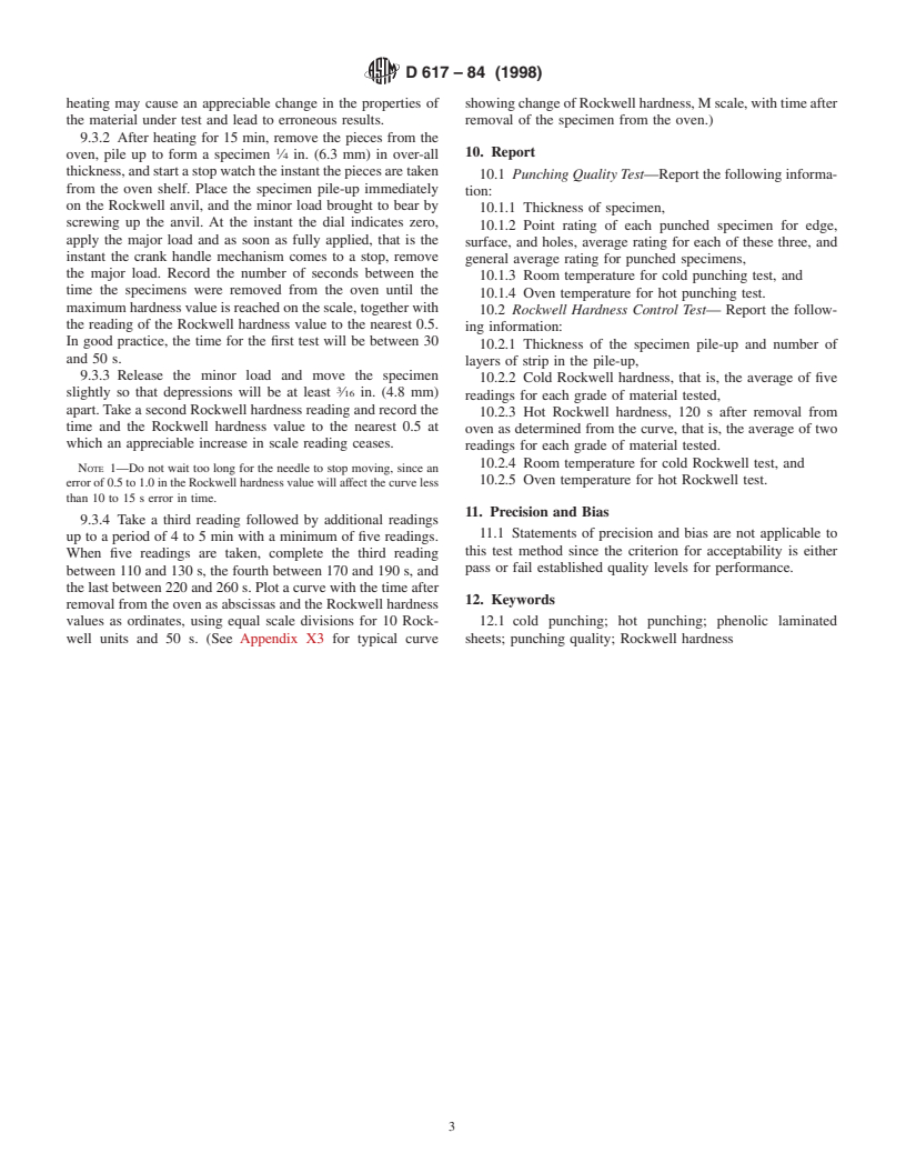 ASTM D617-84(1998) - Standard Test Method for Punching Quality of Phenolic Laminated Sheets (Withdrawn 2003)