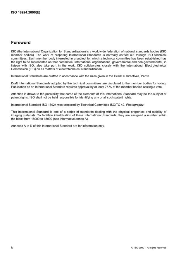 ISO 18924:2000 ISO 18924:2000 - Imaging materials -- Test method for Arrhenius-type predictions - Page 4 preview