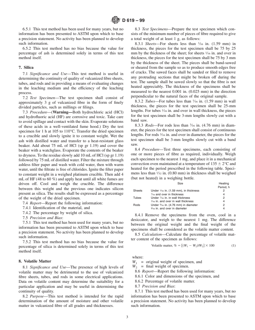 ASTM D619-99 - Standard Test Methods for Vulcanized Fibre Used for Electrical Insulation