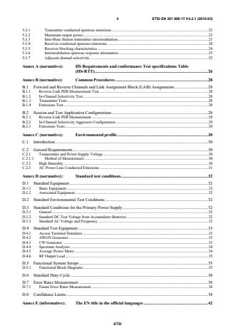 SIST EN 301 908-17 V4.2.1:2010 ETSI EN 301 908-17 V4.2.1 (2010-03) - Electromagnetic compatibility and Radio spectrum Matters (ERM); Base Stations (BS), Repeaters and User Equipment (UE) for IMT-2000 Third-Generation cellular networks; Part 17: Harmonized EN for IMT-2000, Evolved CDMA Multi-Carrier Ultra Mobile Broadband (UMB) (BS) covering the essential requirements of article 3.2 of the R&TTE Directive - Page 4 preview