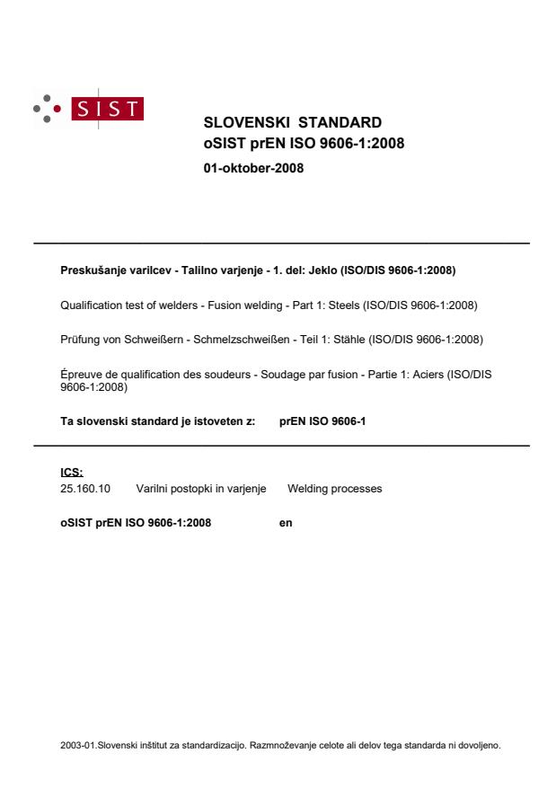 prEN ISO 9606-1:2008
