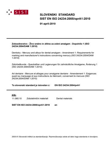 EN ISO 24234:2005/oprA1:2010