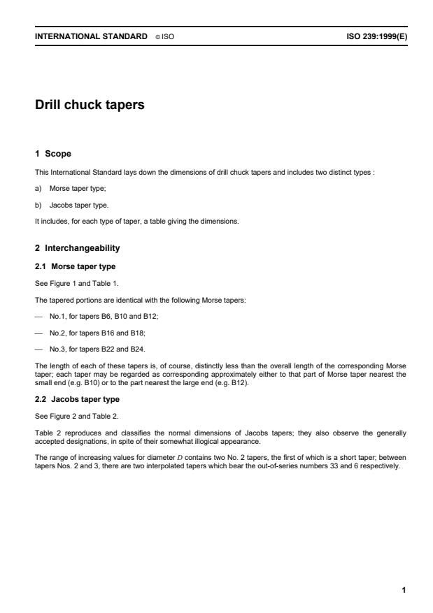 ISO 239:1999 - Drill chuck tapers