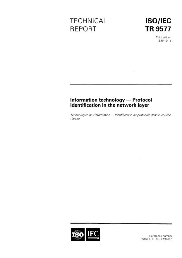 ISO/IEC TR 9577:1996 - Information technology -- Protocol identification in the network layer