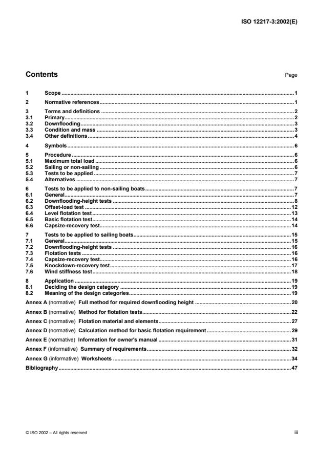 ISO 12217-3:2002 - Small craft -- Stability and buoyancy assessment and categorization