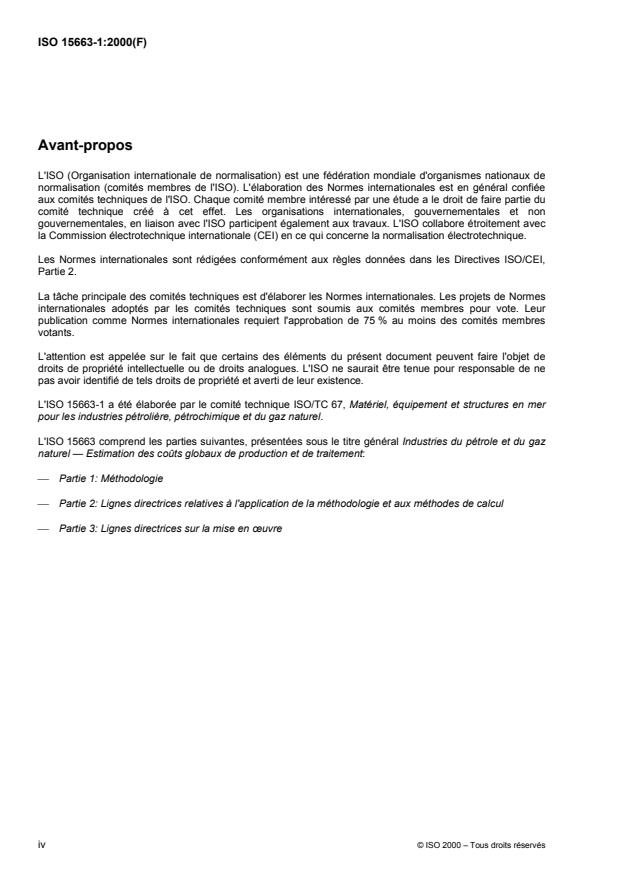ISO 15663-1:2000 ISO 15663-1:2000 - Industries du pétrole et du gaz naturel -- Estimation des couts globaux de production et de traitement - Page 4 preview