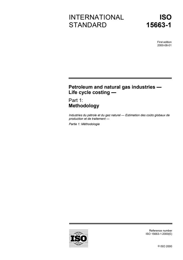 ISO 15663-1:2000 - Petroleum and natural gas industries -- Life cycle costing