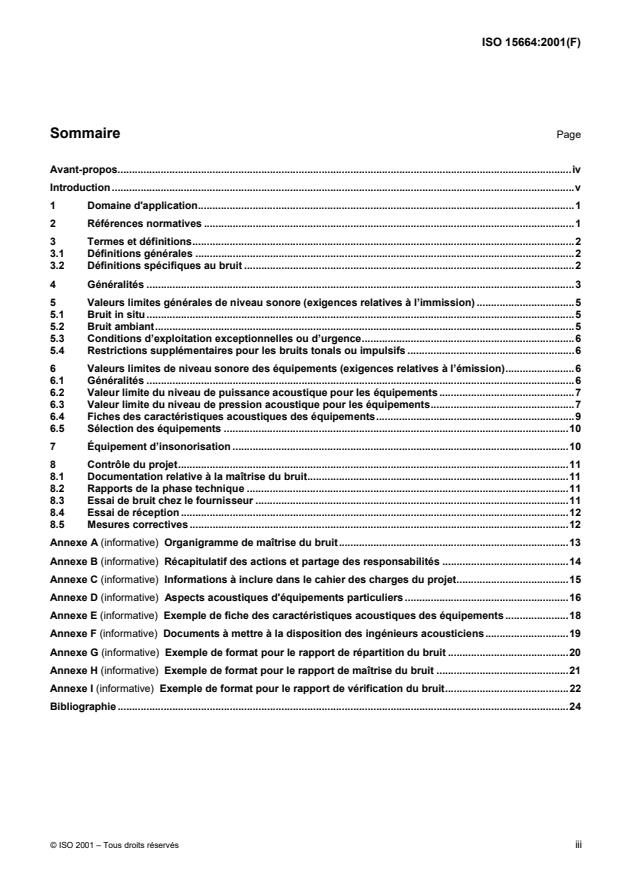 ISO 15664:2001 - Acoustique -- Modes opératoires de contrôle du bruit dans les installations ouvertes