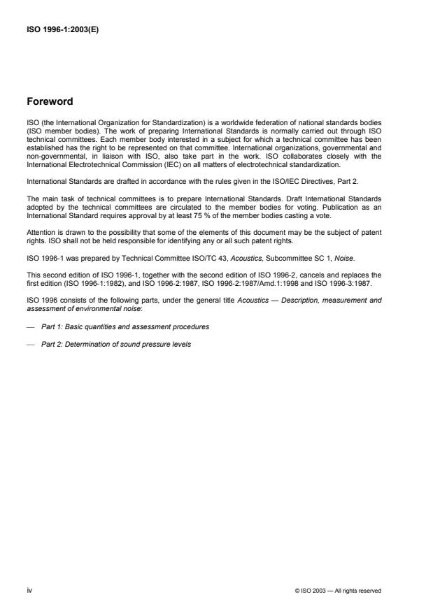 ISO 1996-1:2003 ISO 1996-1:2003 - Acoustics -- Description, measurement and assessment of environmental noise - Page 4 preview