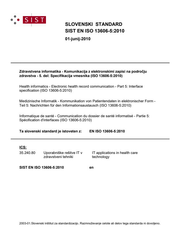 EN ISO 13606-5:2010