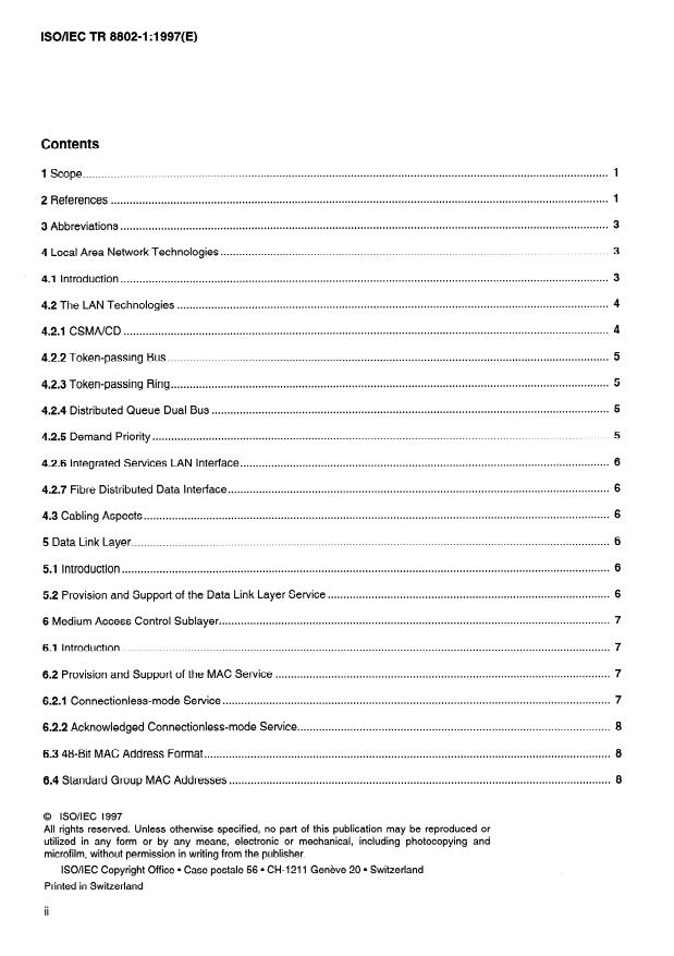 ISO/IEC TR 8802-1:1997 ISO/IEC TR 8802-1:1997 - Information technology -- Telecommunications and information exchange between systems -- Local and metropolitan area networks -- Specific requirements - Page 2 preview