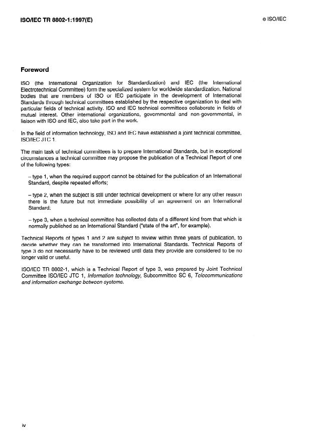 ISO/IEC TR 8802-1:1997 ISO/IEC TR 8802-1:1997 - Information technology -- Telecommunications and information exchange between systems -- Local and metropolitan area networks -- Specific requirements - Page 4 preview