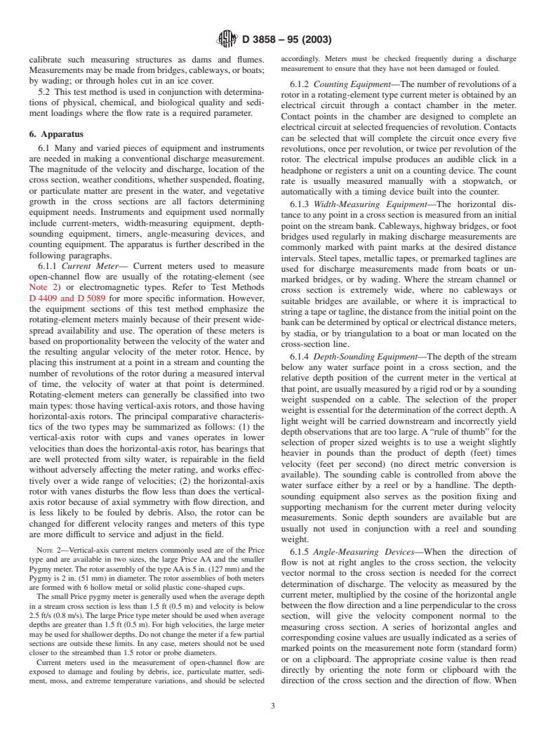 ASTM D3858-95(2003) - Standard Test Method for Open-Channel Flow Measurement of Water by Velocity-Area Method