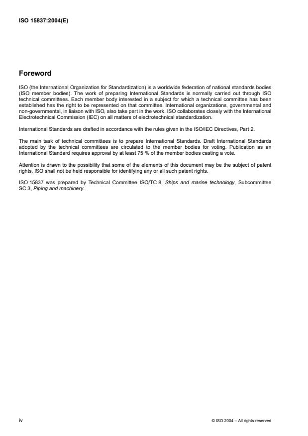 ISO 15837:2004 ISO 15837:2004 - Ships and marine technology -- Gasketed mechanical couplings for use in piping systems -- Performance specification - Page 4 preview