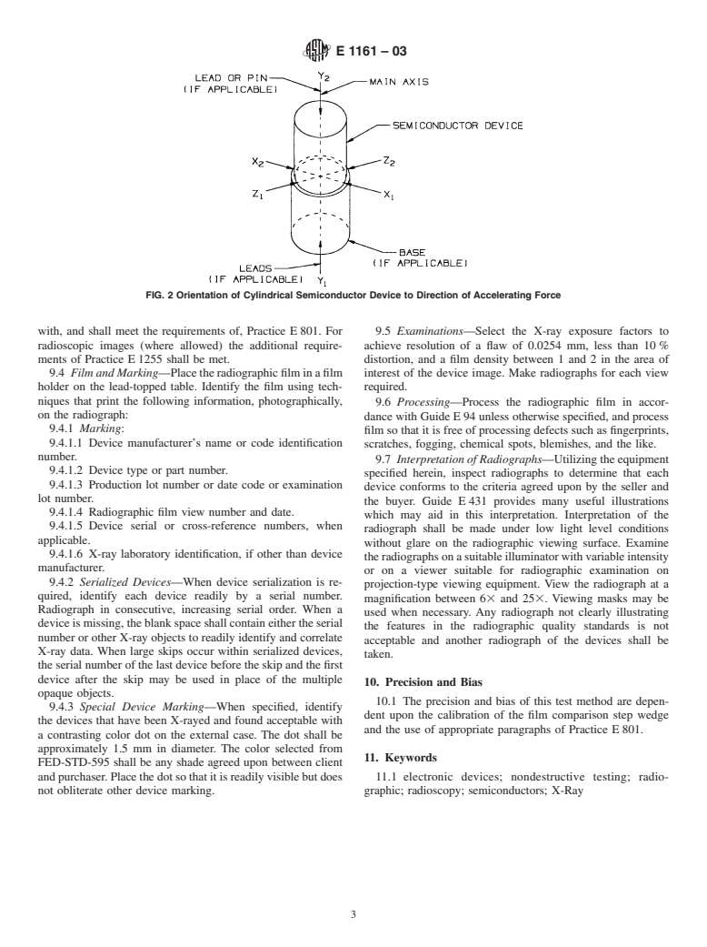 ASTM E1161-03 - Standard Test Method for Radiologic Examination of Semiconductors and Electronic Components